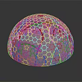 Geometric Hemisphere Object With Hexagonal Grid Surface Structure And Smooth Reflection