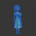 Cute Child Wearing Green Dress With White Star Patterns White Collar And Yellow Shoes
