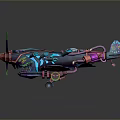 Colorful Sci Fi Artistic Airplane Model With Intricate Patterns And Vibrant Decorations 3d model