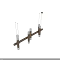 Modern Linear Gold Chandelier With Cylinder White Shades And Metal Frame