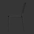 Modern Minimalist Light Colored Office Chair With Perforated Backrest And Metal Legs