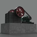 Industrial Equipment Featuring Two Red Wheels Green Motor And Gray Base