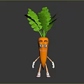 Cute Cartoon Carrot With Smiling Face Arms Legs And Red Shoes Green Leaves On Top