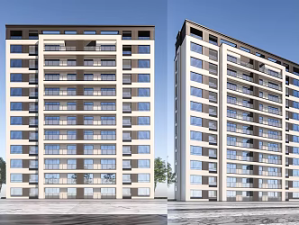 Modern Residential Building Simple Small High-rise Residential Building 3d model