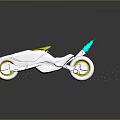 Futuristic Sleek White Motorcycle With Blue Accents And Green Glowing Particles