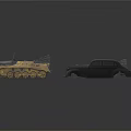 Vintage Military Tank And Armored Vehicles Collection Display On White Background