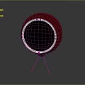 Stylish Red Circular Display Device With Circular Screen And Stand On Dark Background