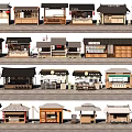 Various Traditional And Modern Commercial Equipment Shop Designs With Different Roofs And Facades