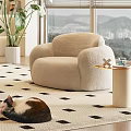 Warm Living Room Interior With Light Sofa Coffee Table Checkered Rug And Potted Plant