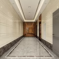Modern Elevator Lobby With Marble Floor Light Colored Walls And Lighting Design 3d model