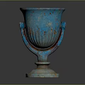 Rustic Blue Decorative Vase With Two Handles And Ornate Base