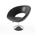 Black Leather Leisure Chair With Circular Cutout Design And Sturdy Silver Metal Base