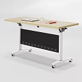 Mobile Stackable Conference Table with Light Wood Top Black Panel and Wheels 3d model