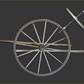 Mechanical Industrial Equipment Featuring Large Spoked Wheel And Small Wheel On Metal Stand