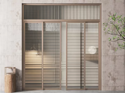 Modern Sliding Doors With Glass Panels And Sleek Frame For Bright Interior Space 3d model