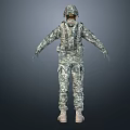 Group of soldiers in military camouflage uniforms wearing helmets and tactical gear