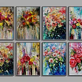 Vibrant Abstract Botanical Paintings Featuring Floral Designs Set Of Eight