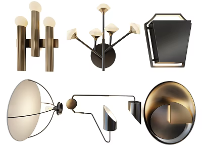 Modern Wall Lamps with Various Contemporary Designs and Metal Finishes 3d model