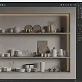 Modern Tableware Combination Dish Rack Tableware Rack 3d model