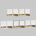 Abstract Paintings Framed Multiple Panels With Neutral Tones And Abstract Landscape Elements