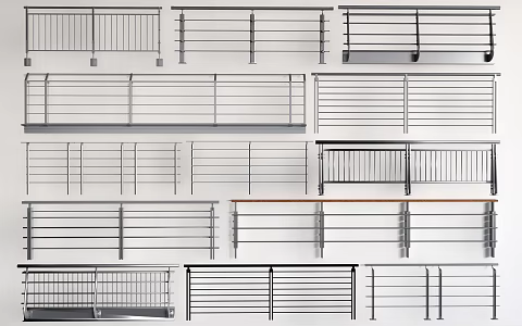 Modern wrought iron railing wrought iron fence wrought iron fence railing handrail 3d model