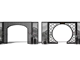 Chinese Arch Partition Arch 3d model