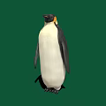 Emperor Penguin With Black And White Feathers And Yellow Neck Patch On Green Background