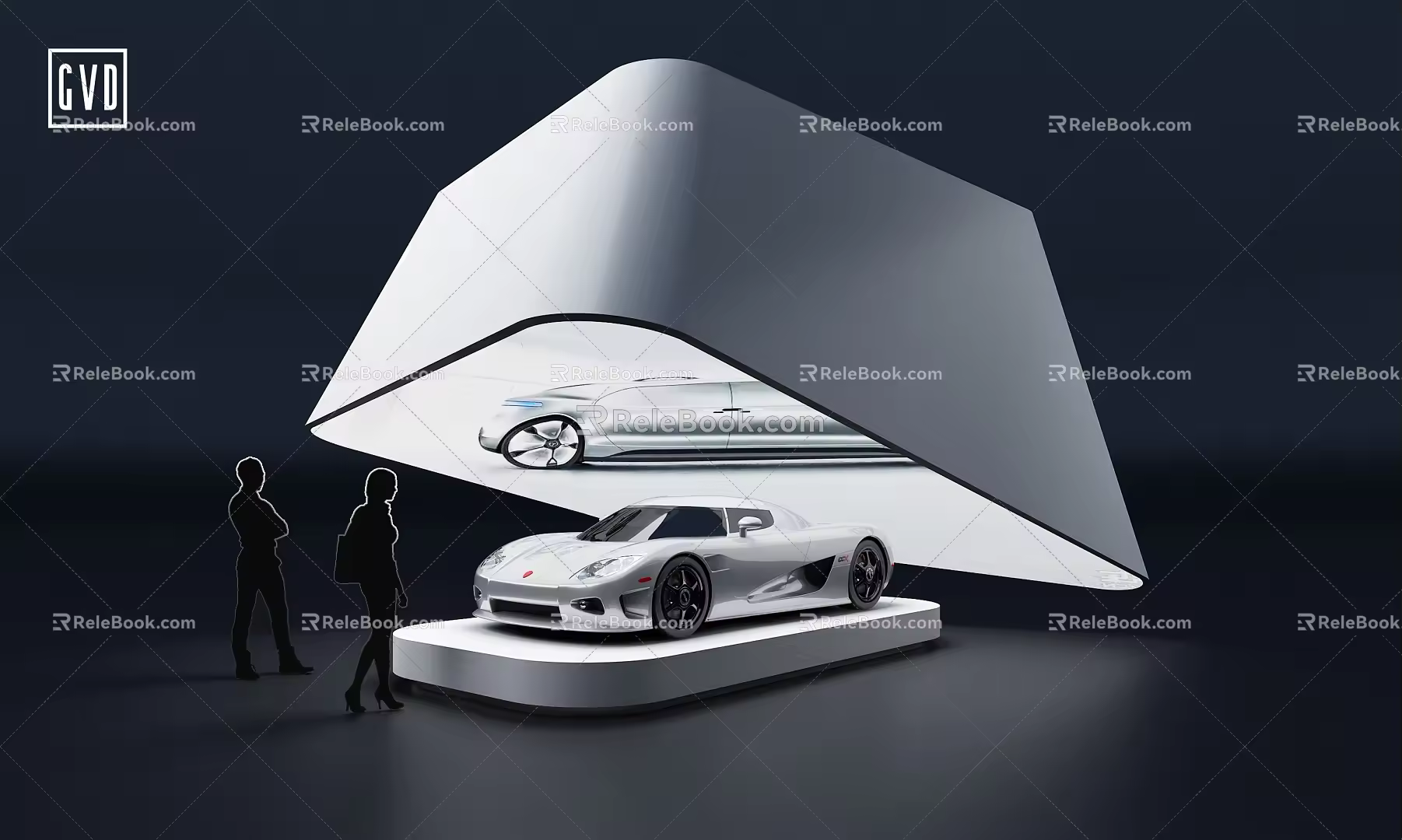 GVD car independent display stand new energy booth 360 degree ring screen dome projection screen projection interactive car display space projection fusion 3d model