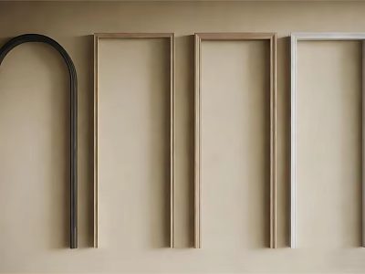 Stylish Frames with Arch and Rectangular Shapes in Black Wood and White 3d model