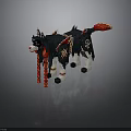 Block Built Black Dog Model With Red Tail White Nose And Paws