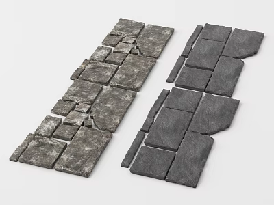 Natural Gray Stone Stepping Path With Irregular And Rectangular Pavers For Garden 3d model