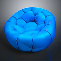 Modern Round Bean Bag Chair With Blue Puffed Sections And Comfortable Design