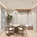 Hotel Mahjong Room with Table Chairs Sofa Painting Green Plant Modern Interior Lighting