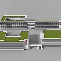 Modern School Building Design Featuring Green Roofs Connected Structures And Large Windows
