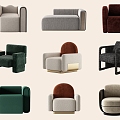 Single-person Sofa Combination Casual Sofa Single-person Sofa Combination Armrest Sofa Armrest-free Sofa 3d model