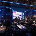 Modern Music Night Bar with Neon Lights Decor Tables and Chairs Ambience
