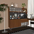 Modern Silent Sideboard Locker Coffee Machine Wine Bottle Wine Glass Ornaments Combination 3d model