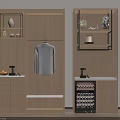 Modern Wooden Wardrobe with Open Shelves Hanging Space and Storage Cabinets