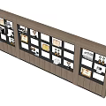 Modern Display Shelves With Transparent Glass Compartments And Wooden Frame For Retail Showcase