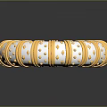 Elegant Gold And White Bracelet With Decorative Dots Diamond Shapes Design