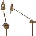 Pulley moving pulley crown block boom twine 3d model