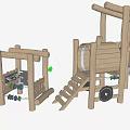 Wooden Playground Equipment With Slide Climbing Structure And Swings For Kids Outdoor Use