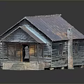 Old Wooden House Architecture With Rusted Roof Fallen Leaves And Porch Steps