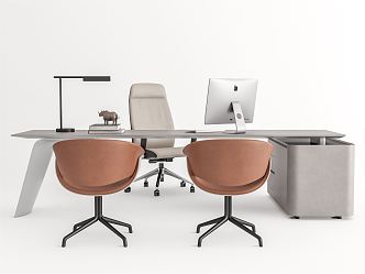 Modern Office Desk and Chair Office Desk and Chair Combination Class Desk Office Chair Boss Desk Computer 3d model