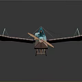 Colorful Cosmic Biplane Model With Blue Pink Stripes Propeller And Cockpit