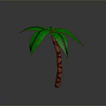 Artificial Tropical Palm Tree With Green Leaves And Brown Spiral Trunk