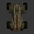 Military Weapon Mounted On Off Road Combat Vehicle With Green White Red Stripes