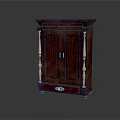 Vintage Style Red Entryway Cabinet And Side Cabinet With Gold Accents