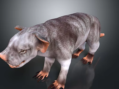 Realistic 3D Model of Striped Wild Boar Like Animal With Brown Ears And Claws 3d model