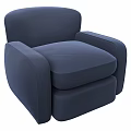 Navy Blue Accent Chair Upholstered Fabric With Plush Seat Cushion Armrests Modern Design